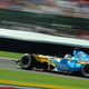 A photo of Giancarlo Fisichella driving his Renault F1 car.
